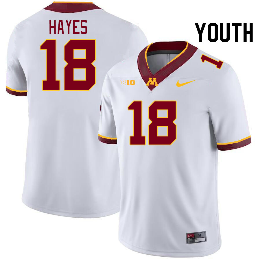 Youth #18 Donielle Hayes Minnesota Golden Gophers College Football Jerseys Stitched-White